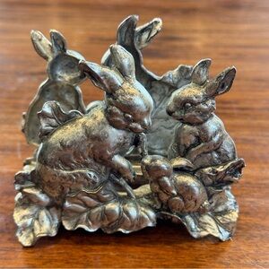 Vintage Arthur Court Rabbit Bunny Napkin Holder Letter Desk Organizer 2001